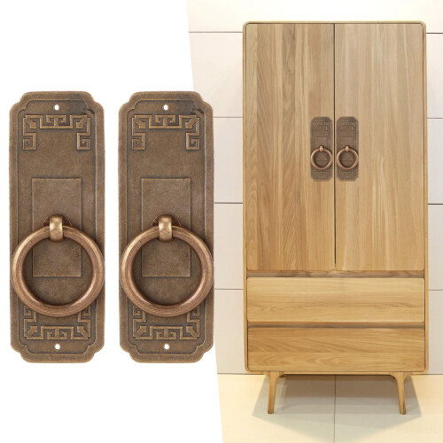 Möbelgriffe mit Ring, antik, 2er Set, 10cm