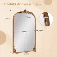 Baroque Gold Wall Mirror, 76x51 cm, Vintage Arch Design