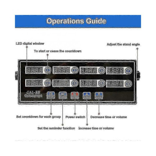 Commercial 8 Channels Digital Kitchen Timer, Stainless Steel Calculagraph Timer with Alarm , Clock 1