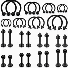 Lip Rings 32PCS Labret Jewelry Monroe Lip Barbell Ring Snake Bite Piercing Jewelry 16G Helix Earring Daith Tragus Cartilage Studs Surgi