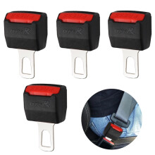 Set of 4 Universal 9cm Car Seat Belt Adapters with Metal Buckle High Quality Seat Belt Adapter Fits Most Cars Black/Red