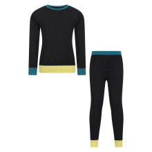 (9-10 Years, Black) Mountain Warehouse Childrens/Kids Colour Block Merino Wool Base Layer Set