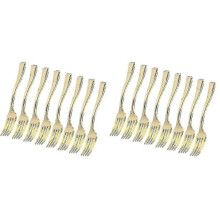 (48 pcs) Disposable Mini Forks 120 Pcs - Gold Plastic Party Supplies for Catering, Wedding, Dessert
