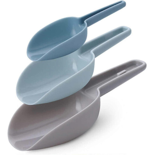 Plastic Kitchen Scoops Set - 3 Sizes Multi-Purpose Food Scoops for Baking, Popcorn, Flour