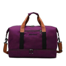 (Purple) Men Women Business Travel Tote Large Capacity Waterproof Portable Luggage Handbag Gym Suitcase Anti-stain Duffle Crossbody Bag