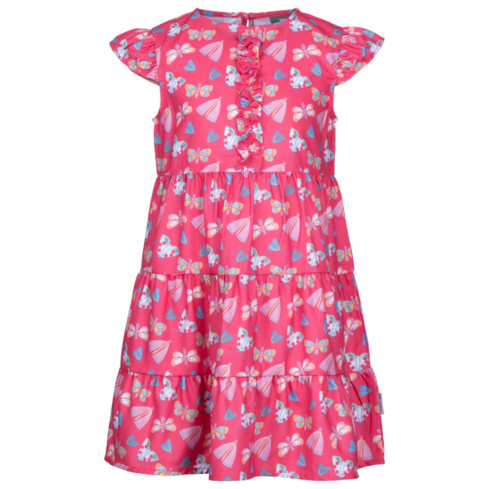 Trespass Girls Subtle Butterflies Casual Dress - Strawberry - 11-12 Years - Strawberry - 100% Polyester - Image 2