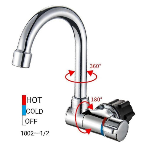 Foldable 360-Degree Rotating Kitchen Sink Faucet, Single Handle Hot/Cold Water Mixer Tap 1