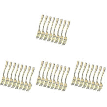 (96 pcs) Disposable Mini Forks 120 Pcs - Gold Plastic Party Supplies for Catering, Wedding, Dessert