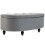 Velvet-Feel Half Circle Storage Ottoman - Dark Grey 1