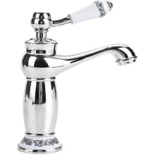 Brass Ceramic Single Handle Basin Faucet Retro Blue Floral Porcelain Sink Faucet