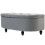 Velvet-Feel Half Circle Storage Ottoman - Dark Grey 2