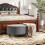 Velvet-Feel Half Circle Storage Ottoman - Dark Grey 3