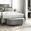Velvet-Feel Half Circle Storage Ottoman - Dark Grey 4