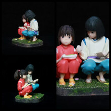(Qianxun meets) Spirited Away Chihiro and Haku Movie Figure Desk Ornament, Anime Character Resin Collectible Statue Decor