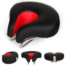 (Red) Bicycle Saddle No Nose Bicycle Saddle Mountain Bike Thickened Super Soft Cushio Tw Gift Linzero