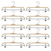 10 Pack Solid Wooden Trousers/Skirt Hangers with Anti-Rust Clips Coat Clothes Hangers