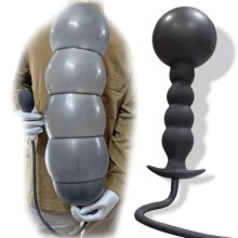 (3 beads) Inflatable Long Anal Plug Silicone Expanding Butt Plug Extra Long Anal Beads Sex Toys for Prostate Massage