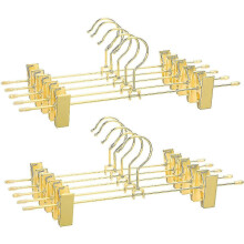 2024 Trouser Hangers Made of Metal, 10 Pieces, Clothes Hangers, 30.5cm, with 2 Non-Slip Clips, for Skirt