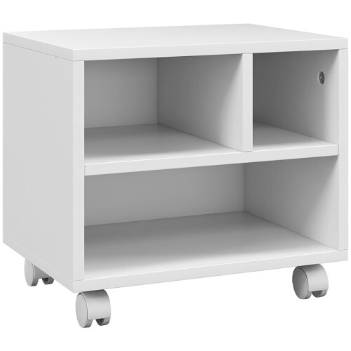 (White, Particle Board) 3-Drawer Printer Stand on Wheels - White 1