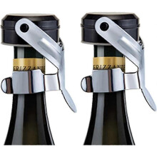 (Silver black) Champagne Stopper Stainless Steel Reusable 2-Pack for Cava Prosecco Sparkling Wine