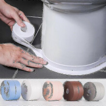 (2.2cm x 320cm, Gray) Waterproof Self-Adhesive PVC Sealing Tape for Kitchen Bathroom Wall Floor