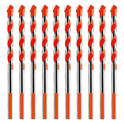 Carbide Drill Bit Set 10-Piece for Tile, Concrete, Brick, Glass - 6mm Orange