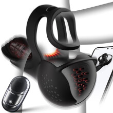 (Black (app version)) APP Controlled Male Chastity Cock Ring with Vibration Prostate Massager Adjustable Penis Ring for Men