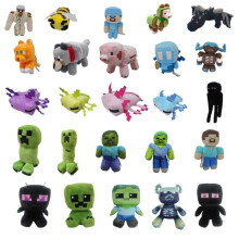 (25cm purple scarf enderman, as thepicture) Minecraft Action Figure Creeper Plush Sitting Zombie Stuffed Animal Fox Panda Doll Gift for Kids