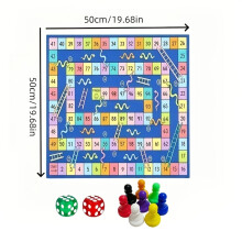 11pcs Game Board Set, Large Size 2D Flat Printing Snakes And Ladders Game Mat, Includes 1pc Large Board And 8pcs Tokens