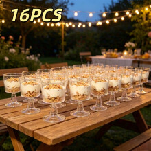 16-teiliges Set aus leichten und luxuriösen, durchscheinenden, hohen Dessertschalen, Präsentationsbecher für Verlobungsbankett,