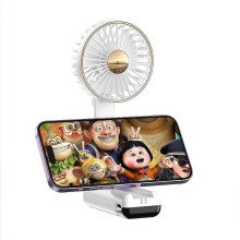 (A, White) Mini Handheld fan Portable small fan hanging neck fan USB rechargeable small desktop fan Mobile phone holder fan