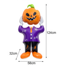 (E) Halloween Standing Pumpkin Balloons Inflatable Pumpkin Aluminum Foil Balloon Halloween Indoor Outdoor Party Decorations Supplies
