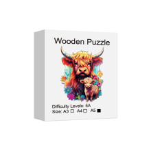 (A5) Cow Wooden Puzzle for Jigsaw Lover, Uniquely Stress Relieves Toys, Christmas Birthday Gift Home Decor Family Game