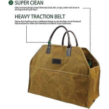 STAGE Heavy Duty Wax Canvas Log Carrier Tote,Large Fire Wood Bag,Durable Firewood Holder- Rust
