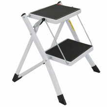 KITCHEN DIY HOME DOUBLE FOLDING 2 STEP STOOL LADDER ANTI-SLIP RUBBER MAT