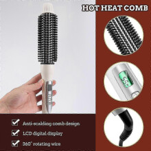 32Mm Eu Plug Professional Ceramic Anion Hair Curler Straightener Hot Heat Comb Electric Lcd Hair Brush Curling Comb Round Large Roller Waver