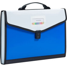 13-Pockets Expanding File Folder with Handle, Legal Size, Plastic Accordion Filling Folder, Monthly Portable Document Organizer, Blue
