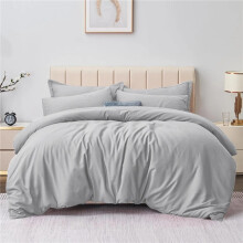 (Silver, Super King) Super Soft 3 Pc Brushed Microfiber Plain Duvet cover- Premium Bedding Set Including One Duvet Cover & Two Pillow Case- A