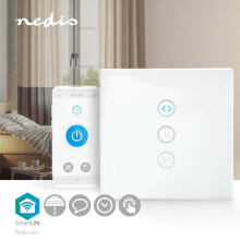 Interruptor SmartLife | Wifi | Sombrilla/Cortina/Persiana | Montaje en pared | 300W | Android/IOS | Vidrio | Blanco