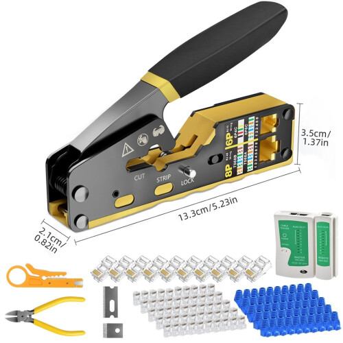 Pass Through RJ45 Crimp Tool Kit Ethernet Crimper CAT5 Cat5e Cat6 Crimping Tool 1