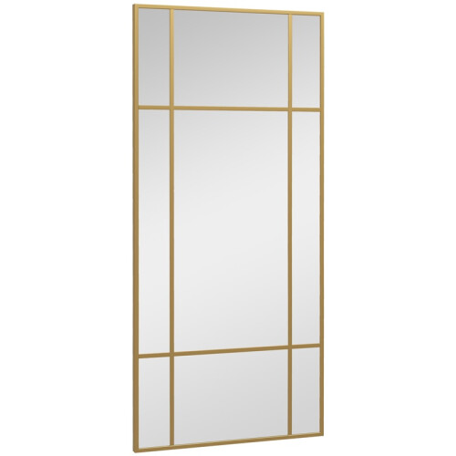 Decorative Grid Wall Mirror, with Back Hooks - Gold Tone 1