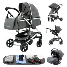 Carrozzina 3 in 1 - ALYIKOU - Convertibile - Piegatura rapida - Grigio