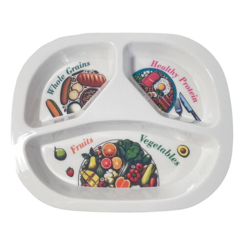 Portion Control Plate for Balanced Diet - Grains, Proteins, Fruits & Veggies