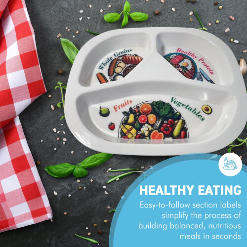 Portion Control Plate for Balanced Diet - Grains, Proteins, Fruits & Veggies 2