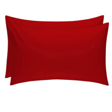 (RED) SAIMAZ 100% Cotton Pillowcases Pack of 2 – 50x75cm Standard Size – Plain Solid Colour Envelope Pillow Covers – Soft Brea
