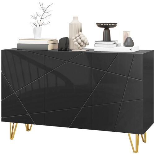 Modern Luxe High Gloss Sideboard, with Hairpin Legs - Black 1