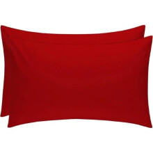 (RED, Standard) SAIMAZ Polycotton Housewife Pillowcases Pack of 2 – Plain 50x75cm Standard UK Pillow Covers – Soft Easy Care