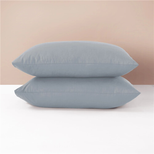 (SILVER) Luxury Pillowcase Cover 100% Poly Cotton Super Soft Bedroom Pillow Pair Pack