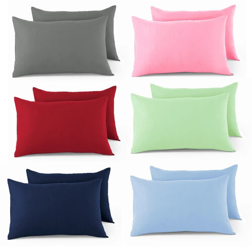 (SILVER) Luxury Pillowcase Cover 100% Poly Cotton Super Soft Bedroom Pillow Pair Pack 1