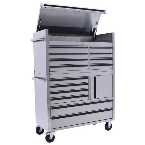 41in Stainless Steel 14 Drawer Modular Mobile Tool Cabinet Tool Chest